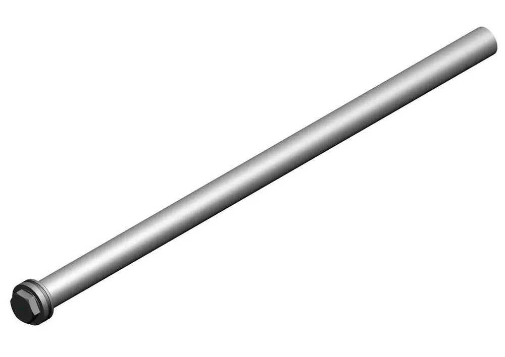 Gerade, metallene Komponente mit einer angestellten Sechskantkopf-Befestigung, hergestellt von Bosch. Sie hat eine einheitliche, glatte Oberfläche und ist unisoliert.